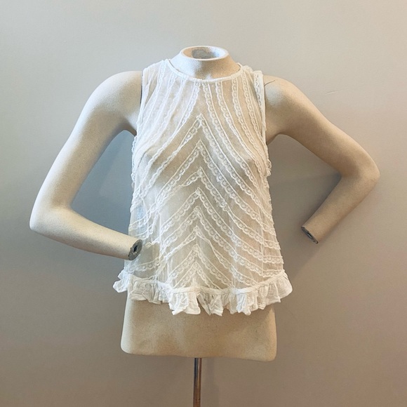 FREE PEOPLE white lace top small - Picture 6 of 13
